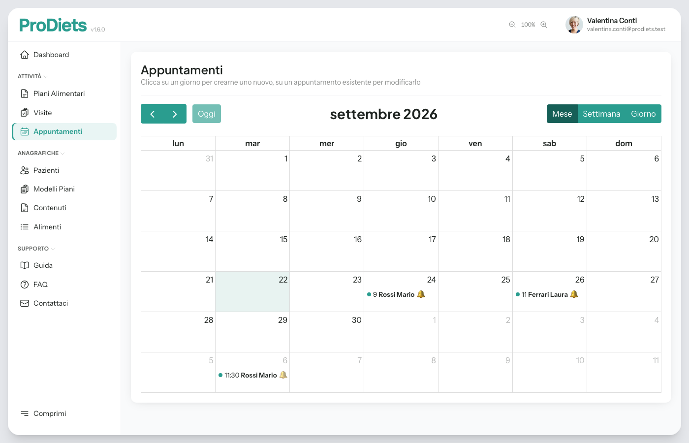 Calendario degli appuntamenti dello studio